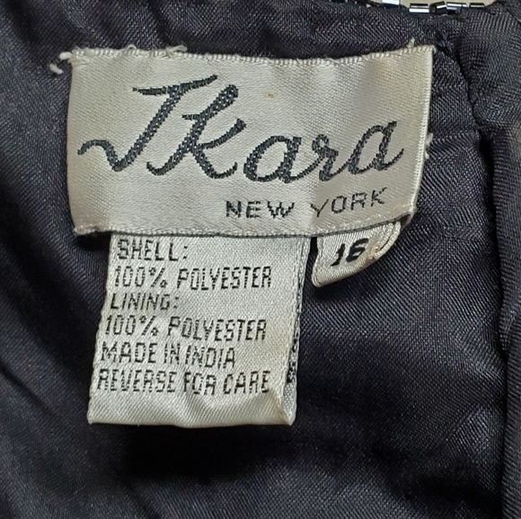 Vintage J Kara Navy Blue Chiffon Beaded Scalloped Maxi Dress Jacket Set 16 - Picture 16 of 16